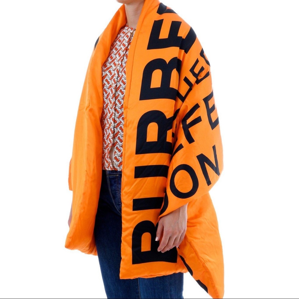 Burberry Orange Horseferry Print Silk Puffer Scarf